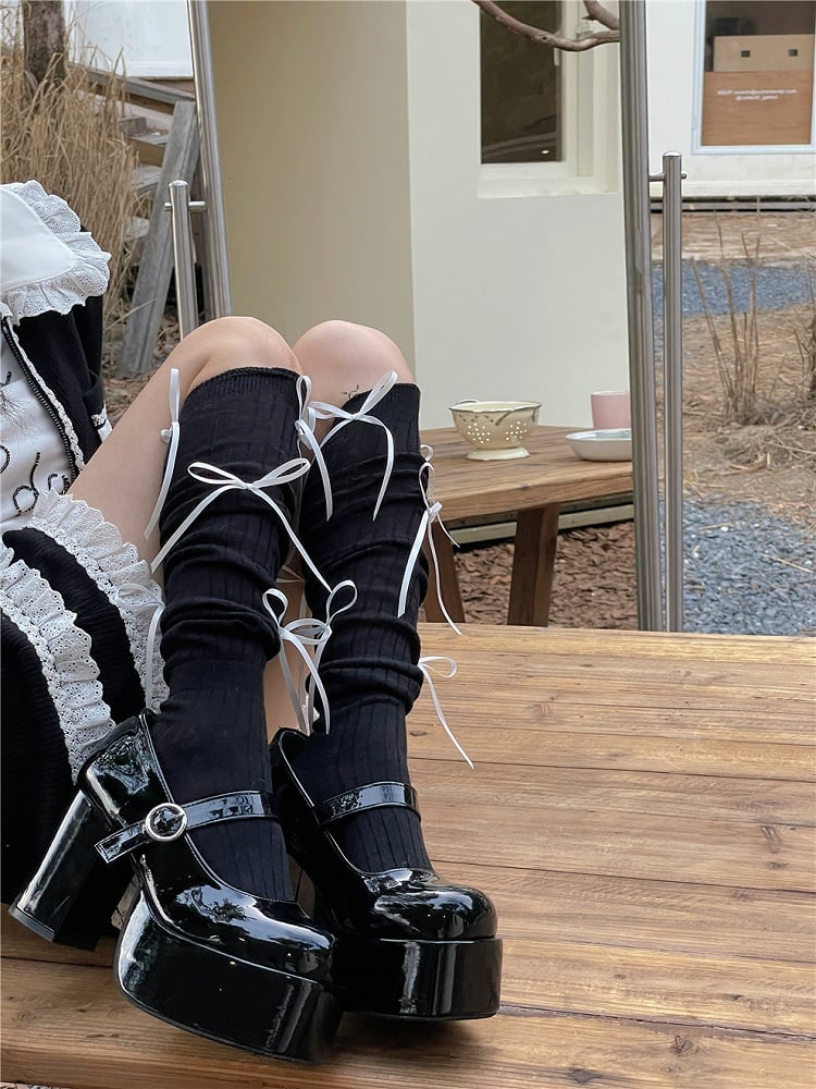 6 Color Options Balletcore Bowknot Ribbon Stockings