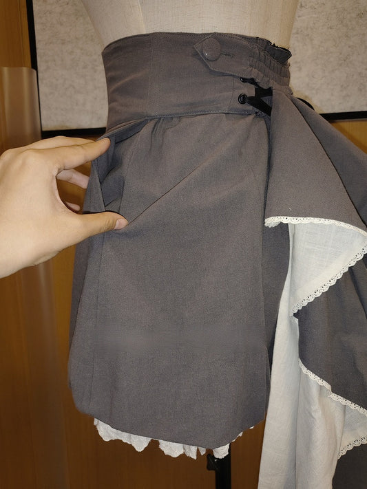 Ouji Lolita Dark Gray Shorts + Corset Belt + Detachable Train
