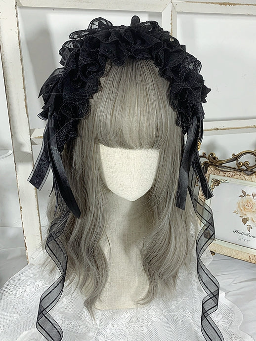 Floral Design Gothic Black Elegant Hairband