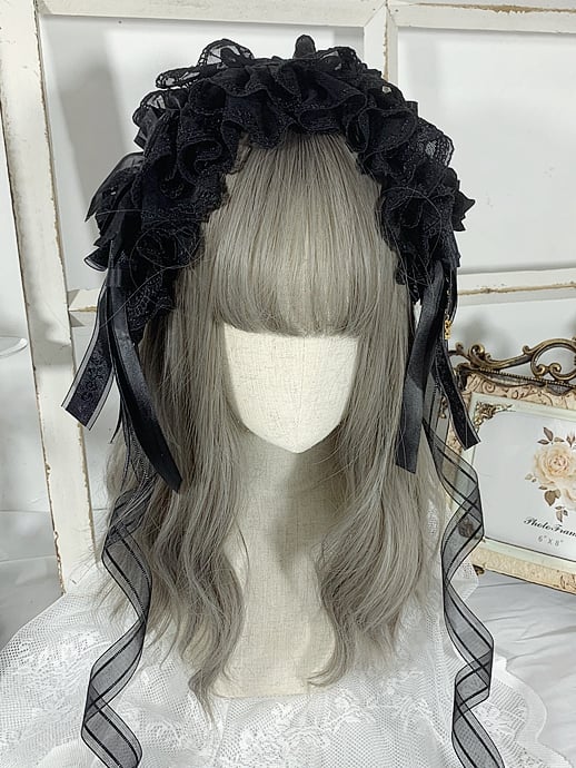 Floral Design Gothic Black Elegant Hairband