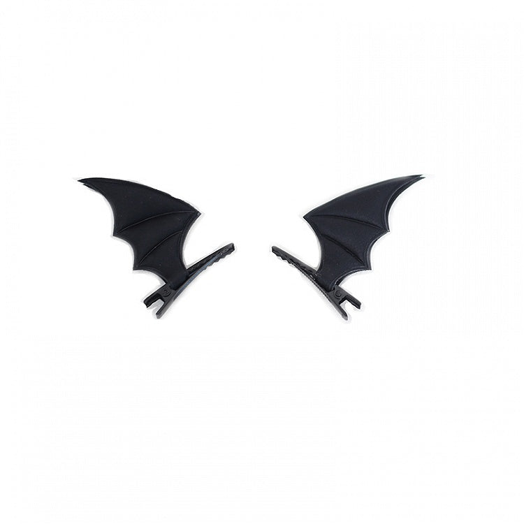 A Pair of Gothic Black Matte Bat Wing Hairclips