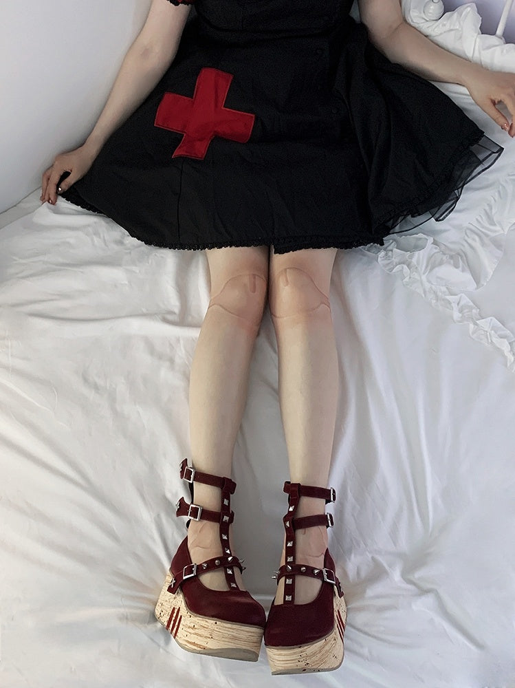 Knee and Ankle Joints Print Nude Color Tights