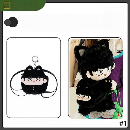 Kawaii Boy In Black Cat Outfit Plush Backpack / Crossbody + 2 Optional Sets