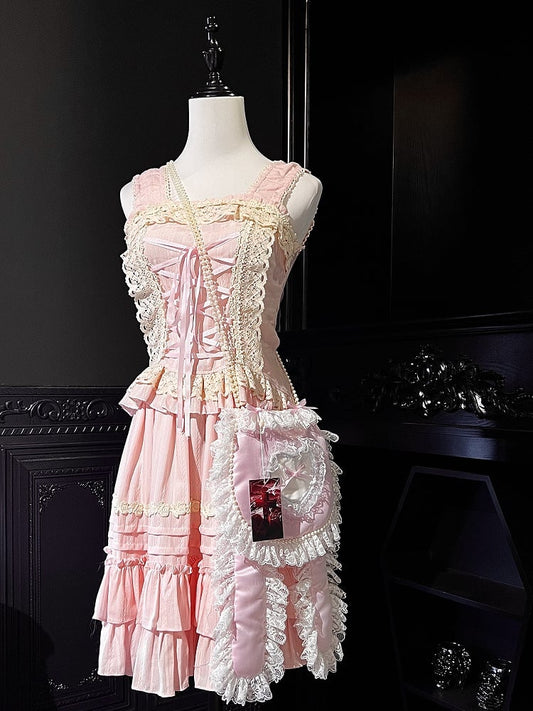 Lolita Crossbody Bag with Rabbit Ears and Beaded Chain 3 Color Options