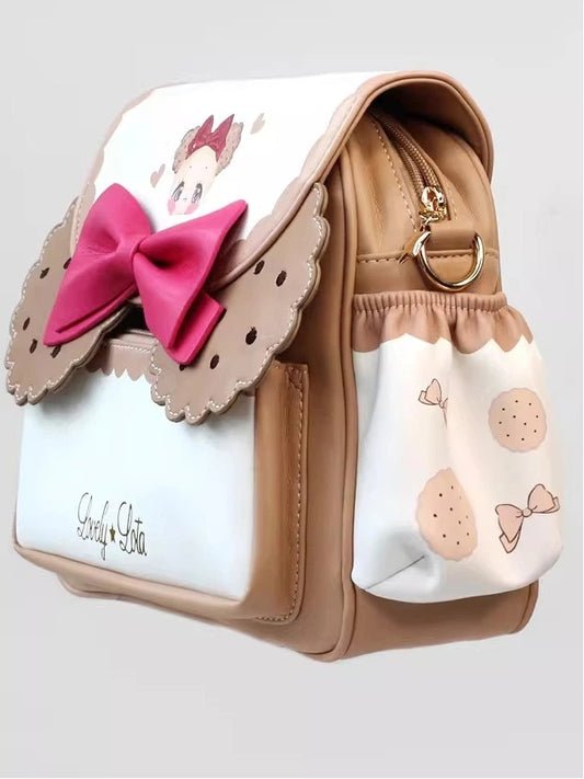 Lolita Cookie Dog Print Lambskin-Touch Crossbody Bag with Bowknot