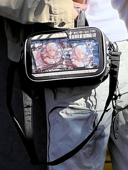 Gray Letter Print Luminous Design Crossbody Ita Bag