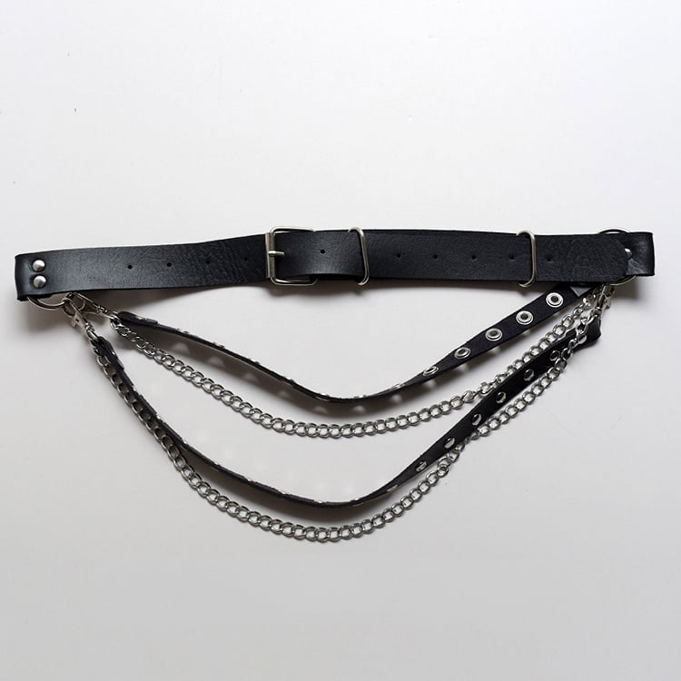Black Cyberpunk Chain Charm Waist Belt