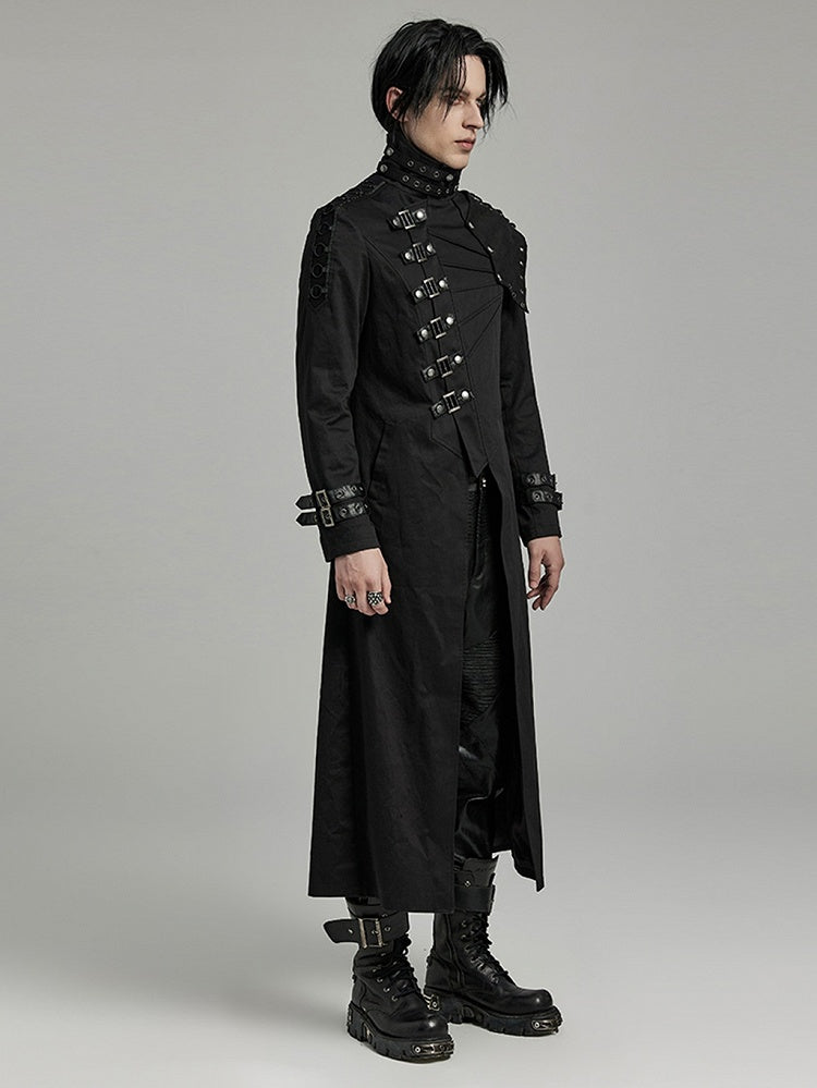 Punk Textured Asymmetrical Long Jacket