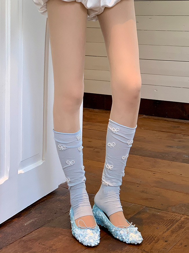 Pink/White/Green/Blue/Light Grey/Dark Grey/Black Ballet Style Beaded Bowknots Leg Warmers