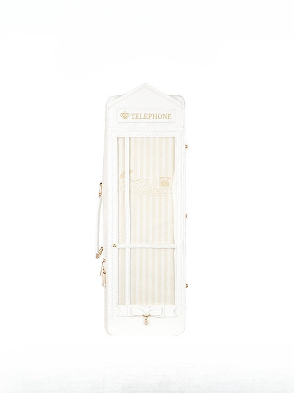 White&Gold Telephone Booth-shaped 1/4 Scale BJD Doll Bag with Two Straps