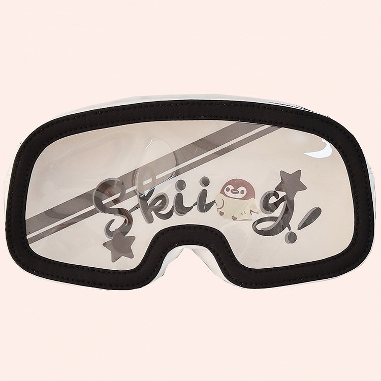 White Star Print Backpack Ita Bag With Goggles-Shaped Ita Bag