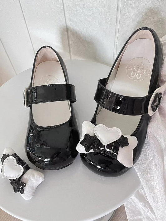 Jirai Kei Black Lolita Star Wing Design Mary Jane Shoes