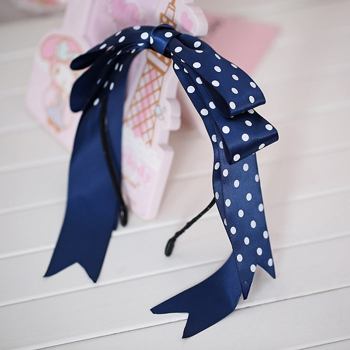 Dusty Pink / Dark Blue Sweet Lolita Polka Dot Bowknot KC