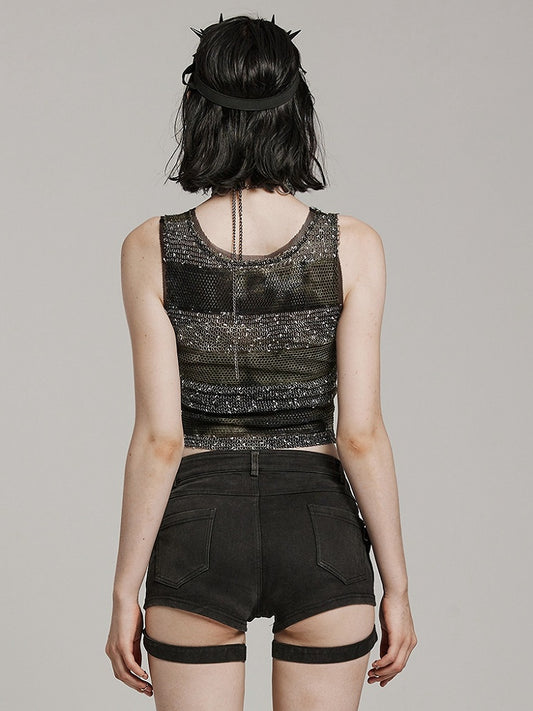 Black and Green Punk Daily Striped Vest