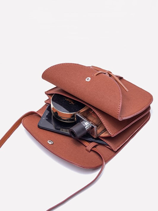 Warmy Brown Bow Phone Pouch - Crossbody Style