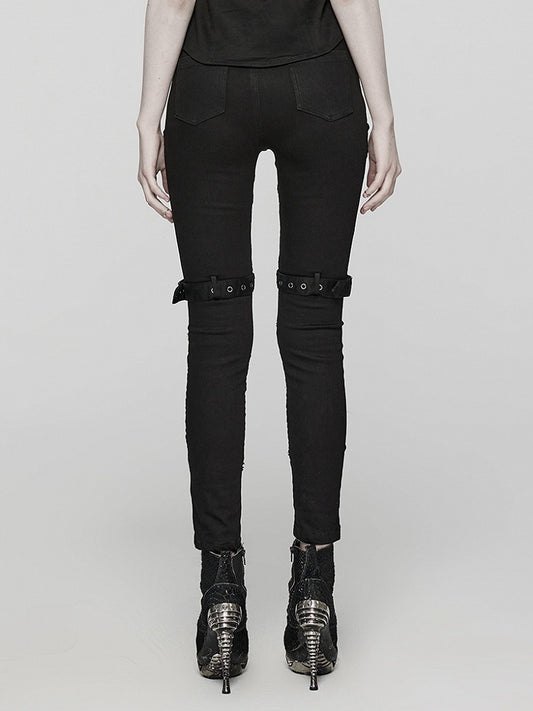 Black Punk Hollow Washed Jeans