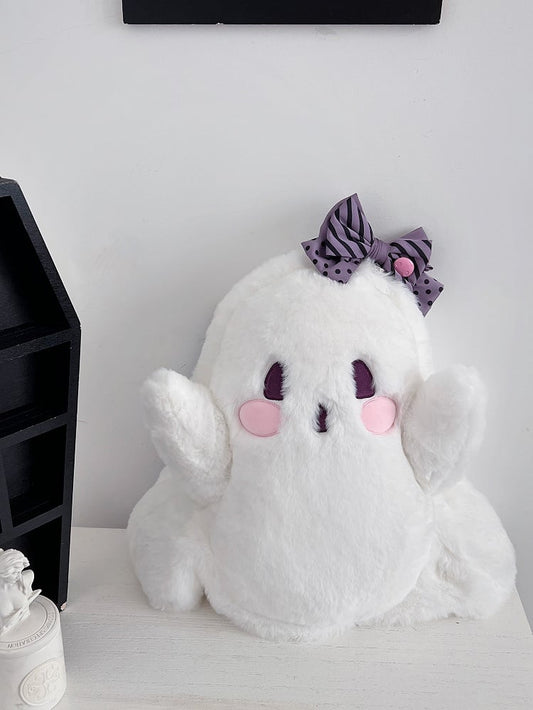 White Ghost Shaped Plush Backpack Large Size