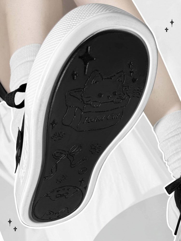 Black Kitty Design Claw Pattern Platform Sneakers