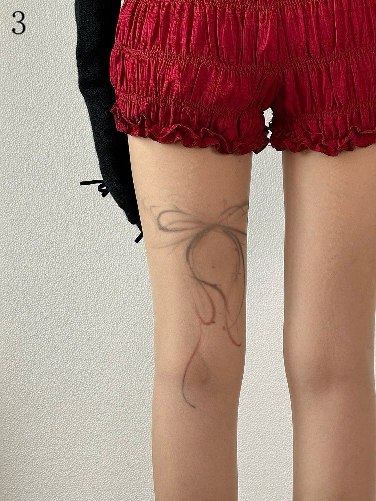 3 Options Nude Gyaru Fashion Bowknot/Butterfly Print Tights