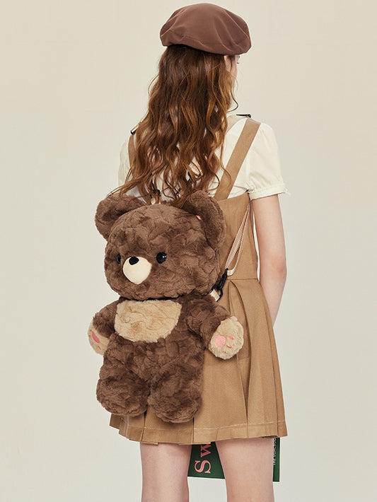 Brown Bear Plush Backpack Detachable Shoulder Straps Middle/Large Size