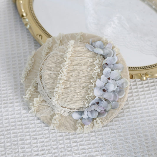 5 Colors Vintage Lace Flat Hat with Hydrangea Decorations
