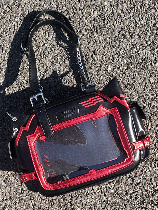 Black & Red Cute Kitty Ear Design Ita Bag