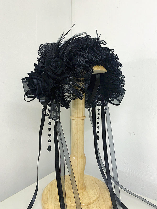 Bead Chains Gothic Rosette Design Feather KC Black/Black and Purple