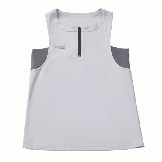 Apricot Zipper Neckline Techwear Tank Top