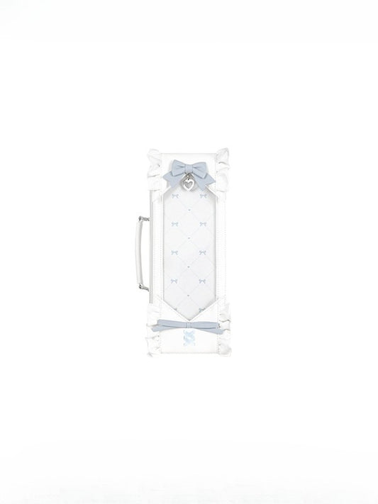 White&Blue Bowknot Details Diamond Pattern 1/6 Scale BJD Doll Bag with Two Straps