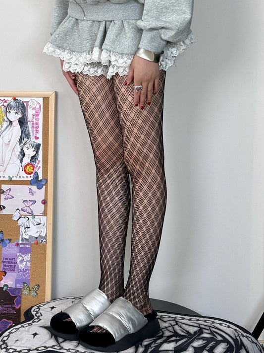 Black Plaid Tights