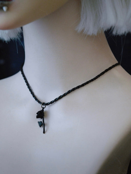 Gothic Black Handmade Rosette Necklace