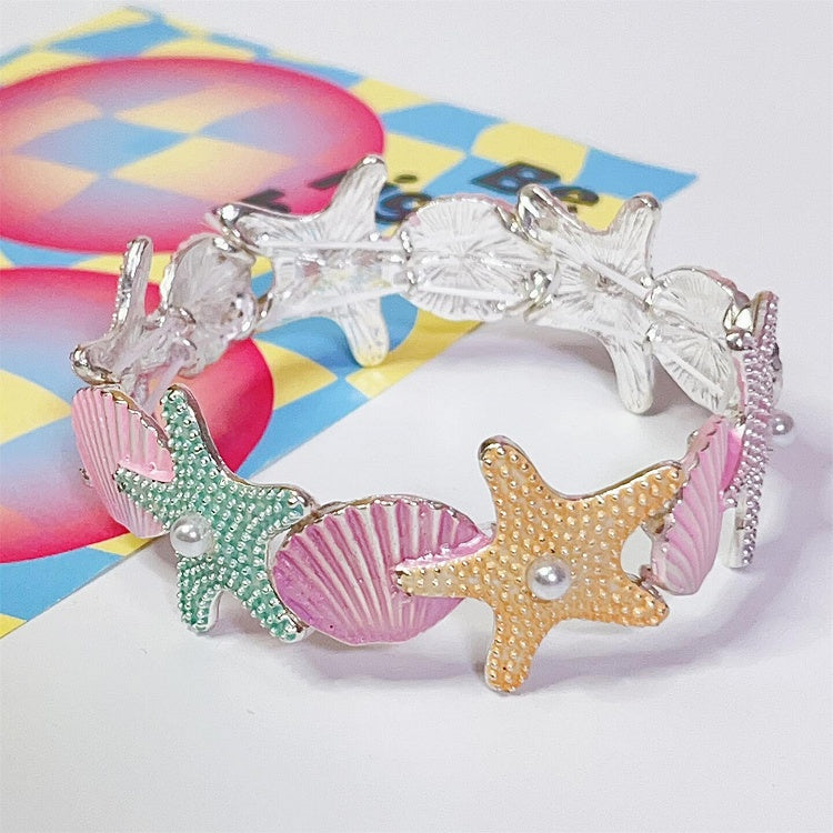 Colorful Y2K Starfish Shell And Beaded Decorated Bangle