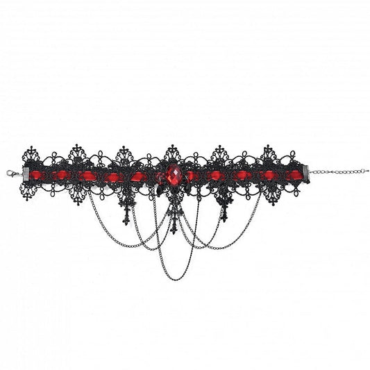 Dark Gothic Cross Pendants Black&Red Choker