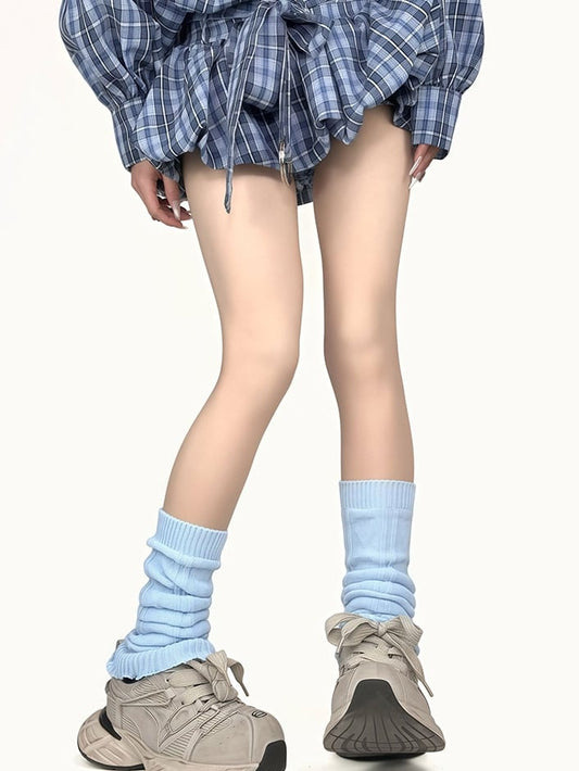 Blue/Yellow/Black/White Knitted Leg Warmers