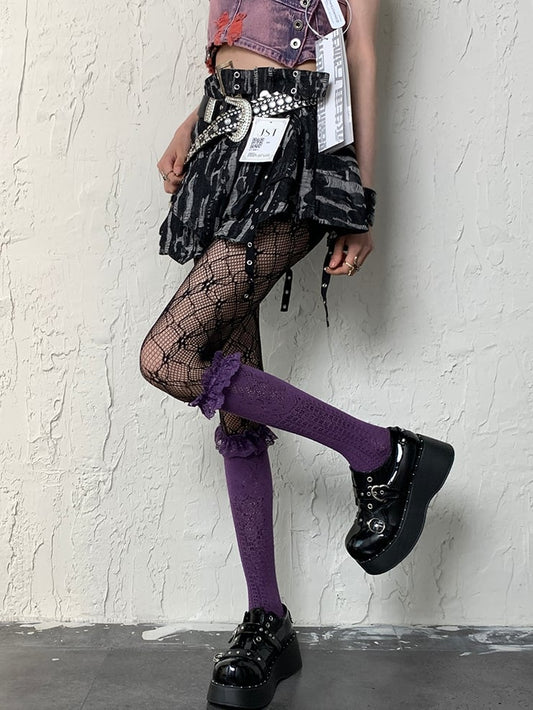 Black Y2K Hollow-out Design Tights