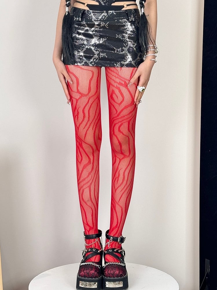 Black/Rose Red/Blue/Red/Purple Gyaru Fashion Zebra-stripe Tights