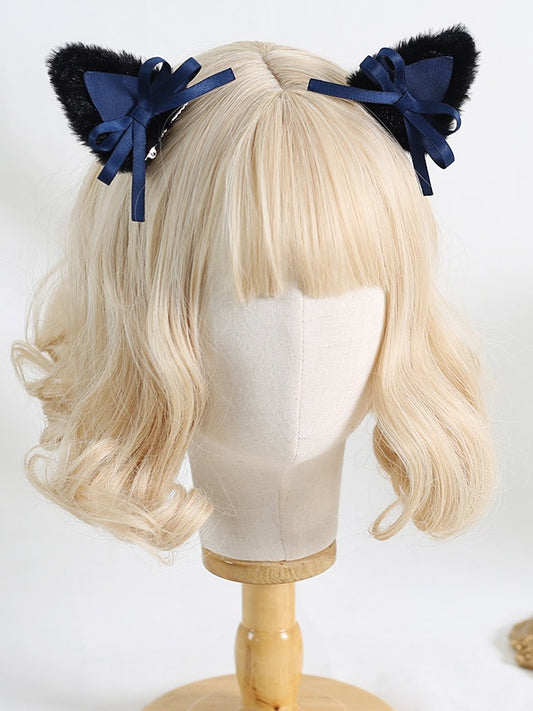 5 Colors A Pair of Plush Kitty Ear Hairclips