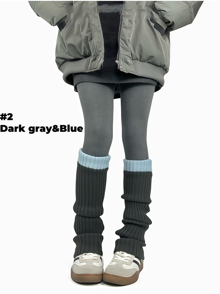 5 Colors Contrast Trim Knitted Leg Warmers
