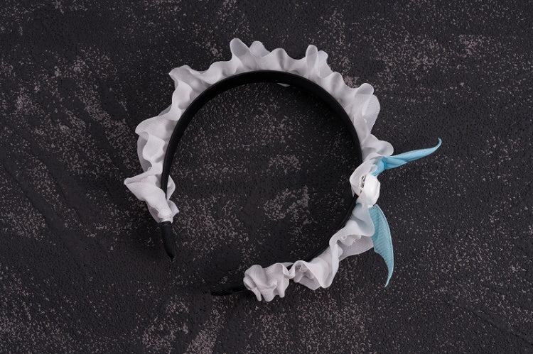 Handmade Skull Bat Wings White Ruffled KC