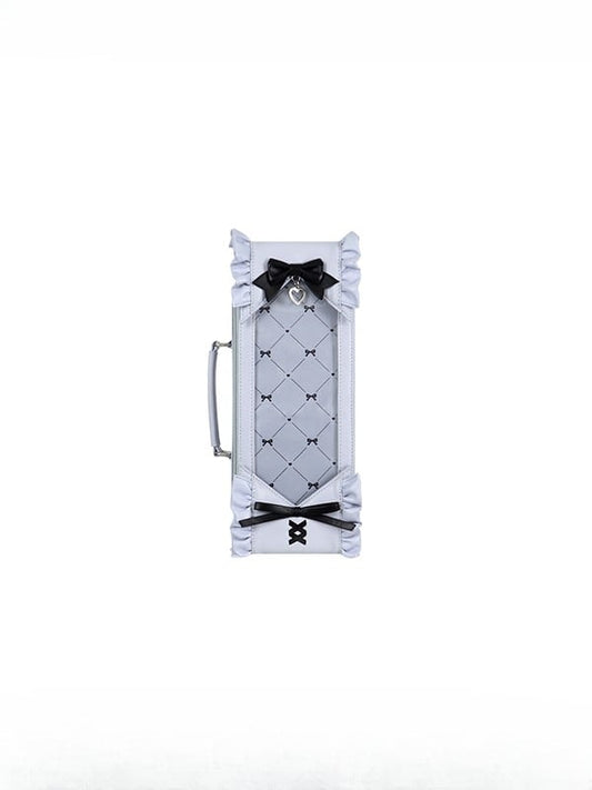 Blue&Black Bowknot Details Diamond Pattern 1/6 Scale BJD Doll Bag with Two Straps