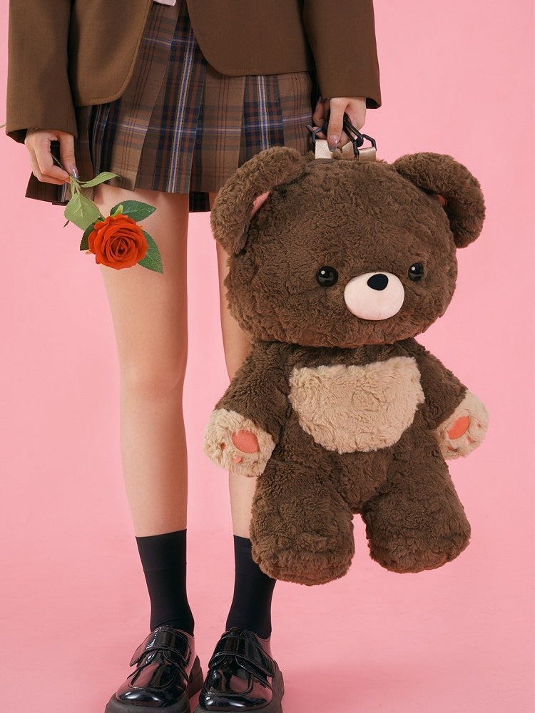 Brown 35cm/50cm Plush Teddy Backpack Detachable Shoulder Straps