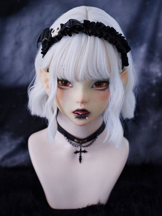 Handmade Skull Wings Black Pleated KC