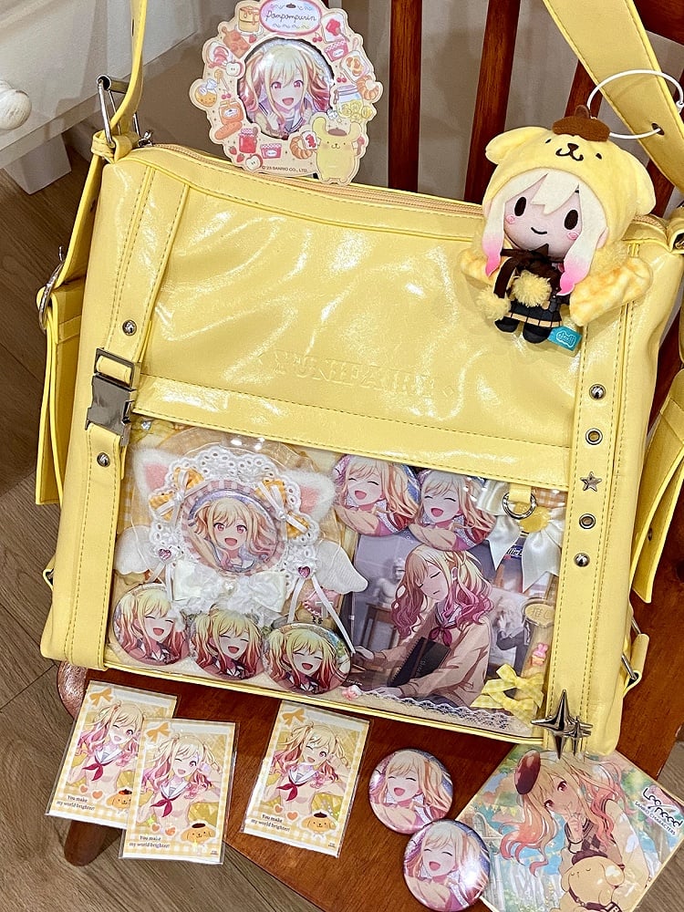 Yellow Stud Detail Buckle Strap Ita Bag