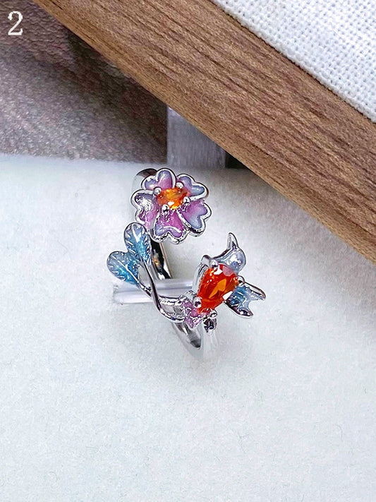 2 Options Y2K Bittersweet Floral And Bird Design Ring