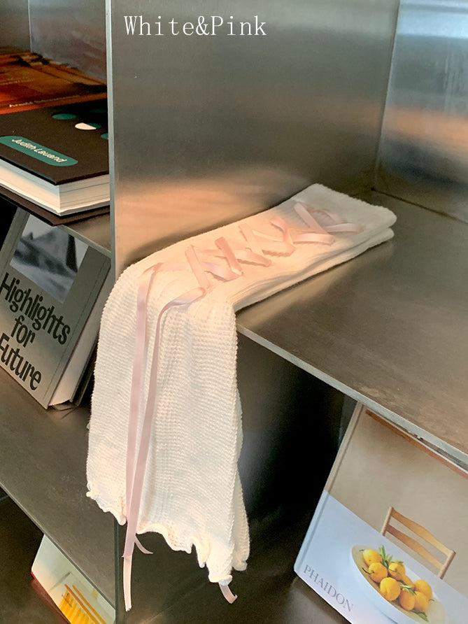 6 Color Options Lace-up Details Loose Leg Warmers