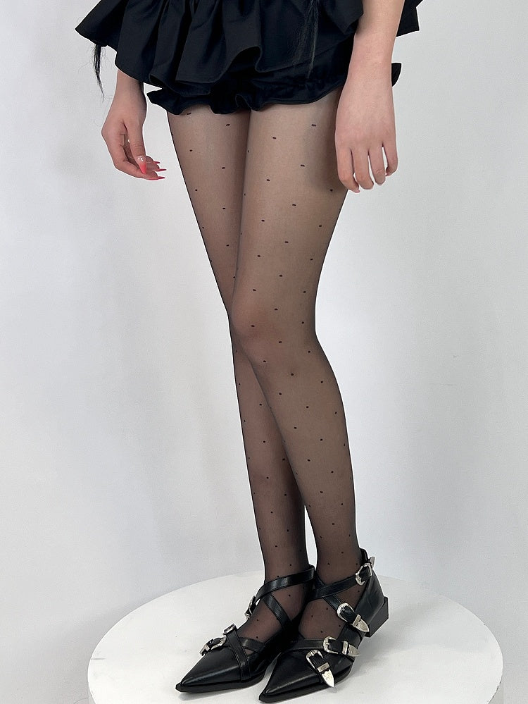 Thin Version Black Polka-dot Pattern Tights