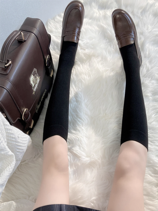 Black JK Uniform Knitted Under-Knee Stockings