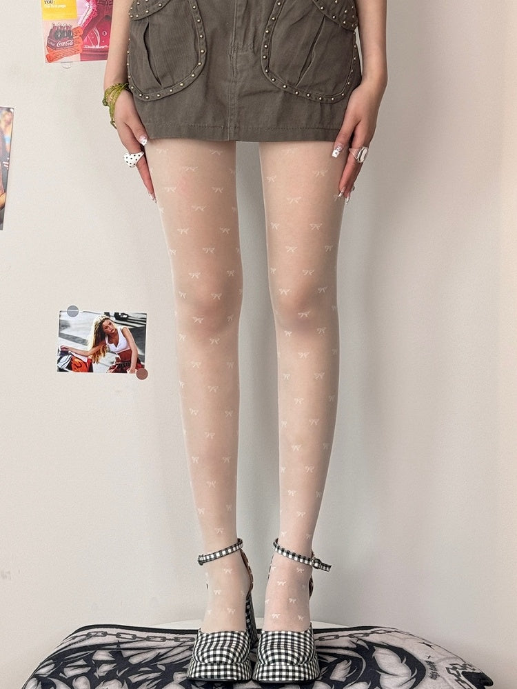 4 Color Options Bowknot Pattern Tights