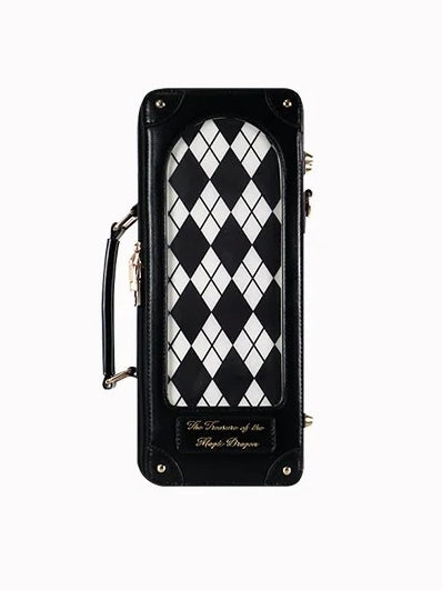 Black Diamond Pattern 1/6 Scale BJD Doll Bag with Two Straps