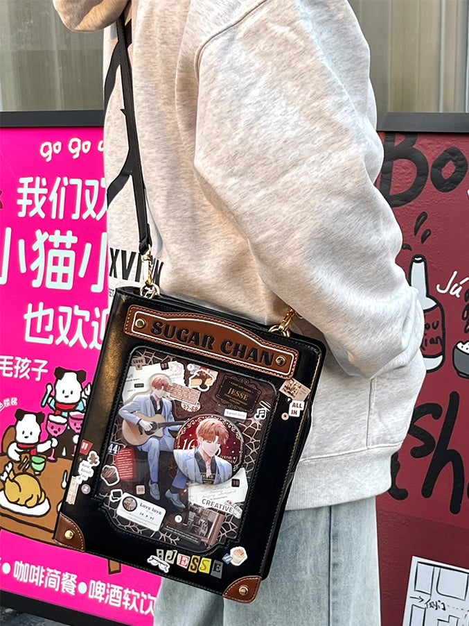 Black&Brown Letter Decorated Ita Bag